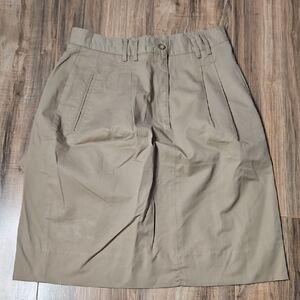 Talbots Khaki A-Line Pleated Skirt Petite Women's 12P